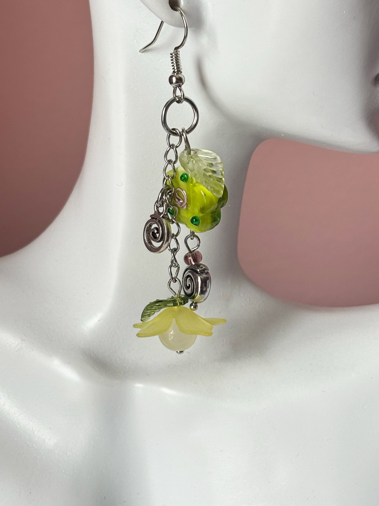 Green Flower Earrings