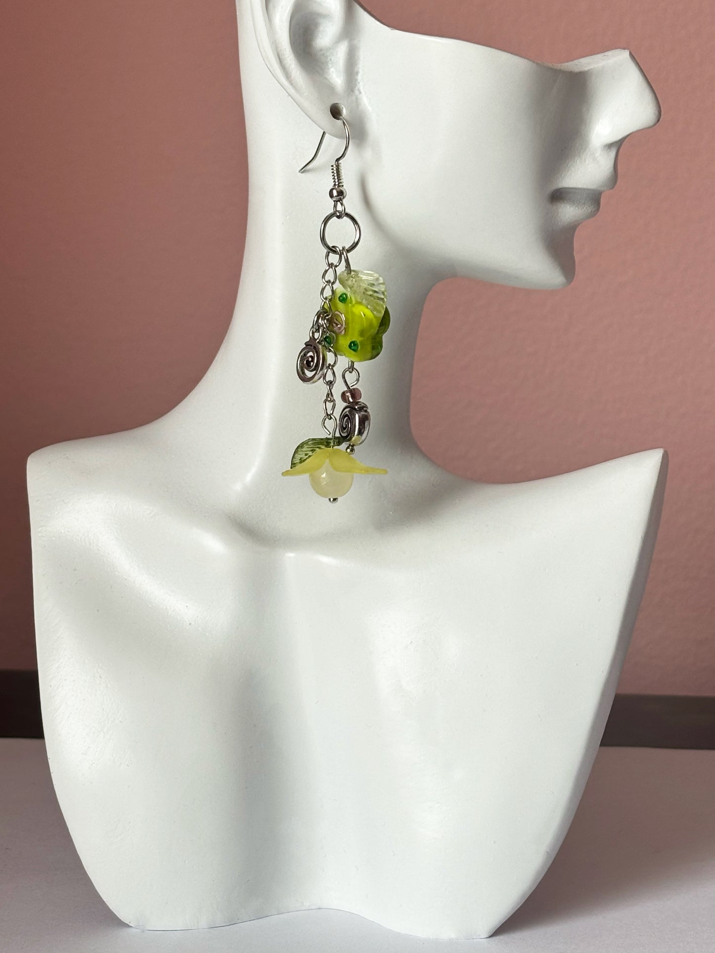 Green Flower Earrings