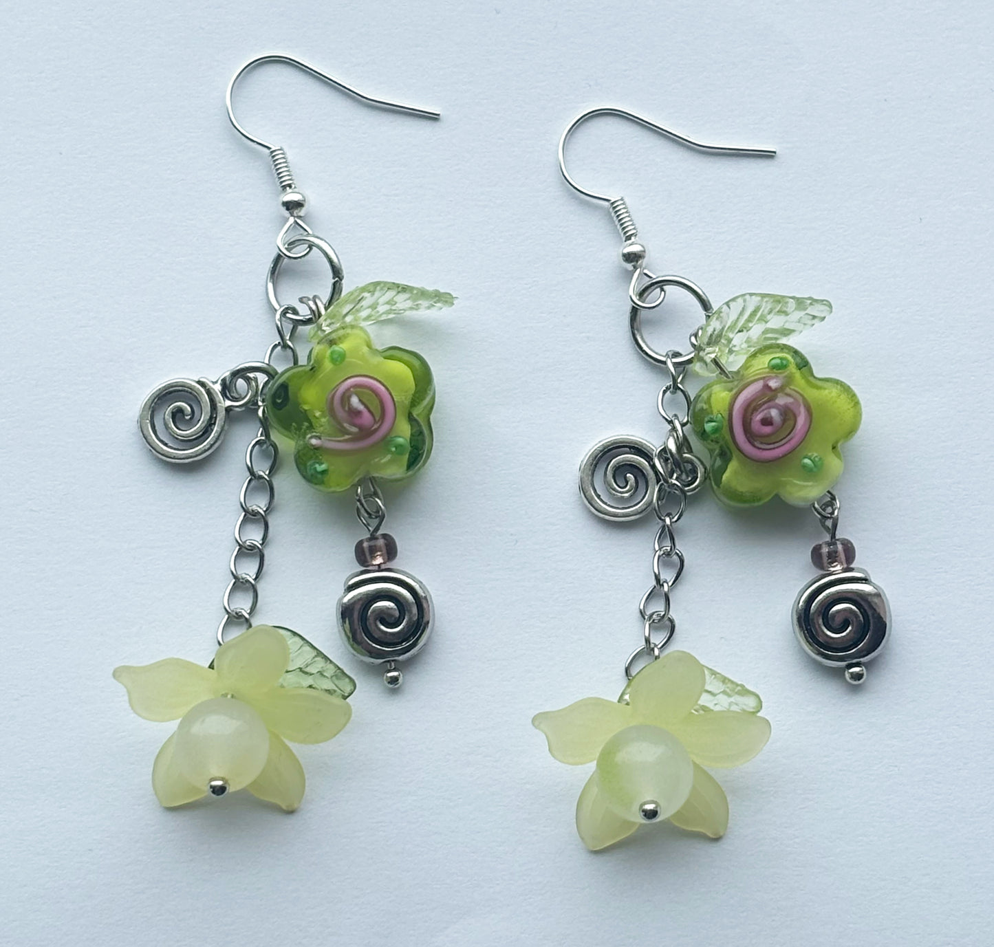 Green Flower Earrings