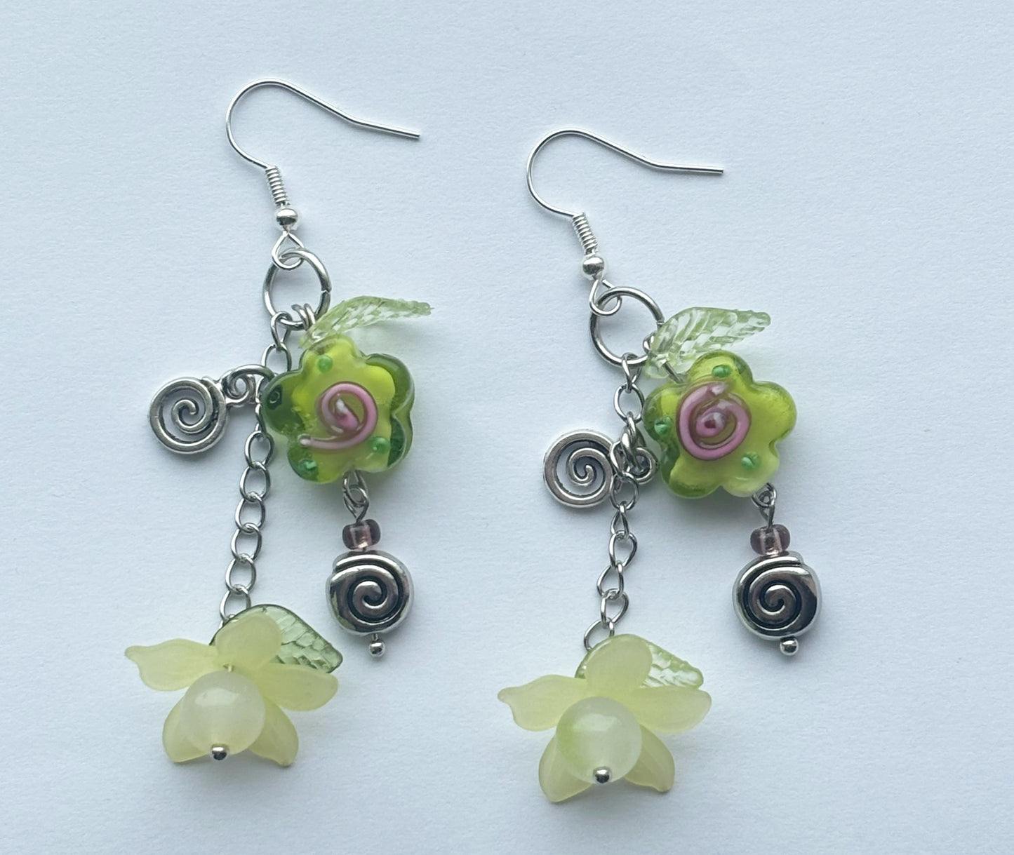 Green Flower Earrings