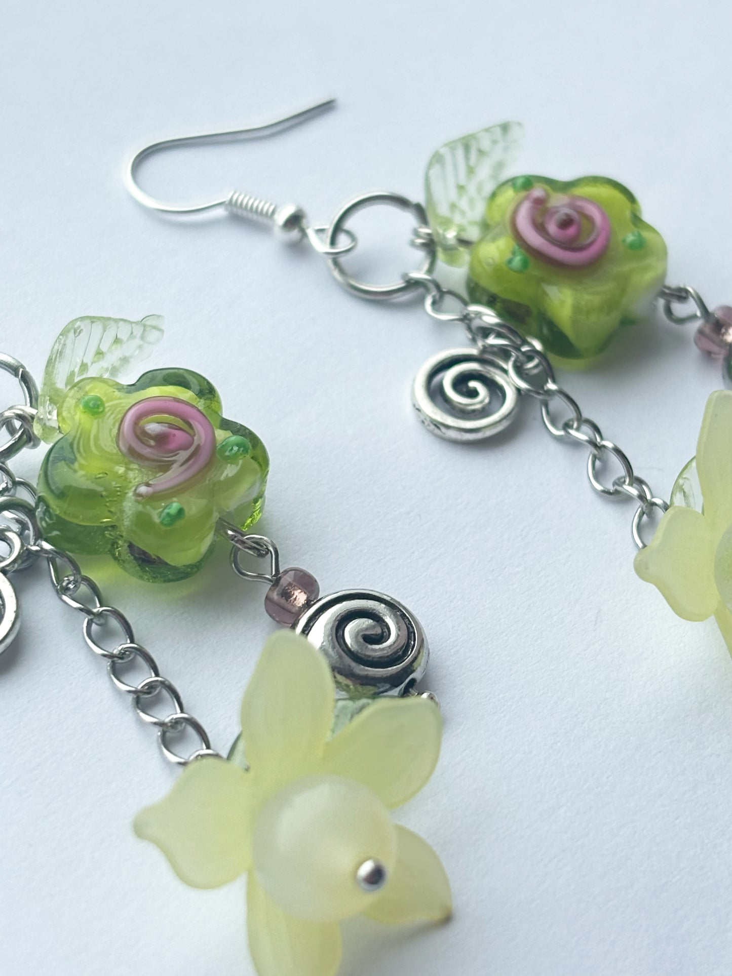 Green Flower Earrings